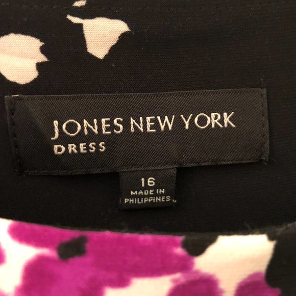 Jones New York Black Orange Pink Dress Size 16 - Picture 4 of 4